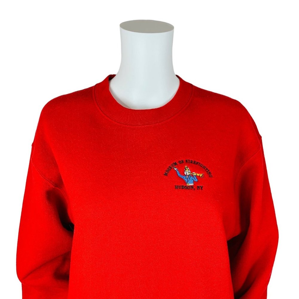 Museum Of Firefighting Hudson NY Red Embroidered Sweatshirt
